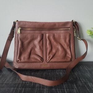 Fossil Brown Leather Crossbody Bag